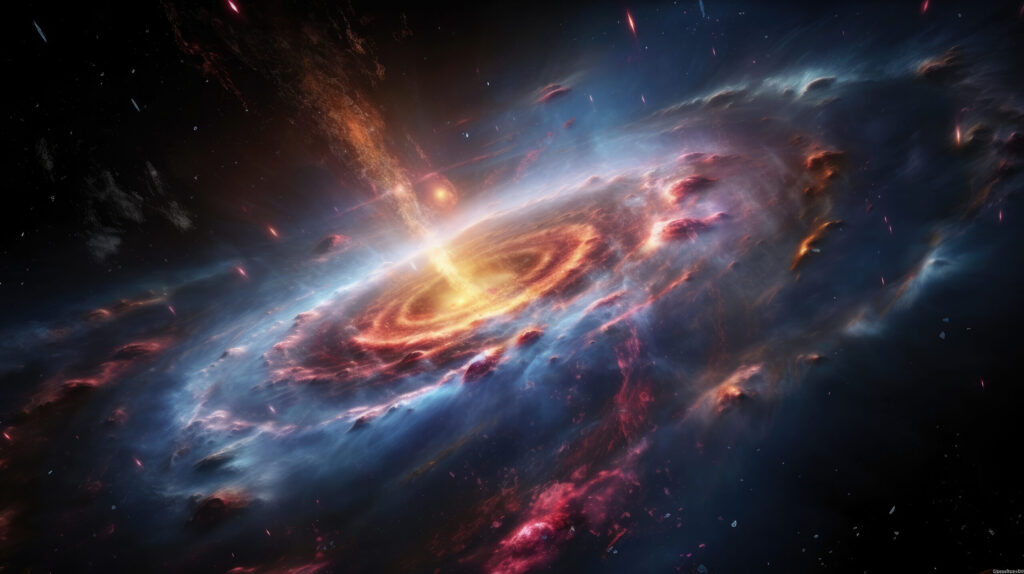 A picture of the universe with a nebula in it.