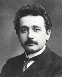 A black and white photo of albert einstein.
